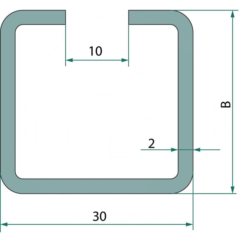  Square, slotted tube