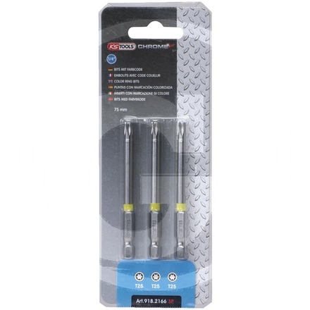 KS Tools 1/4" CHROME+ bit TX, 75mm, 3pcs, T8