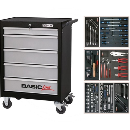 KS Tools Black BASIC tool cabinet set, 125pcs
