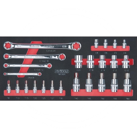 KS Tools CHROME+ E-TX assortment, 1/4+1/2", 25pcs
