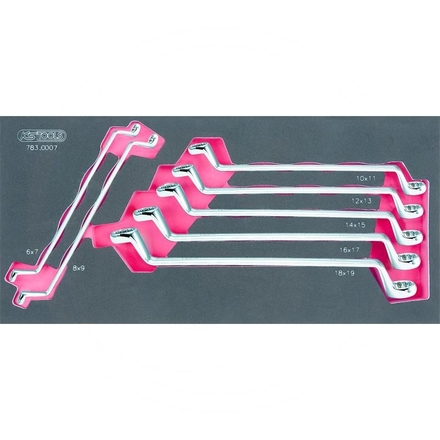 KS Tools CHROME+ ring spanner set, offset, 7pcs