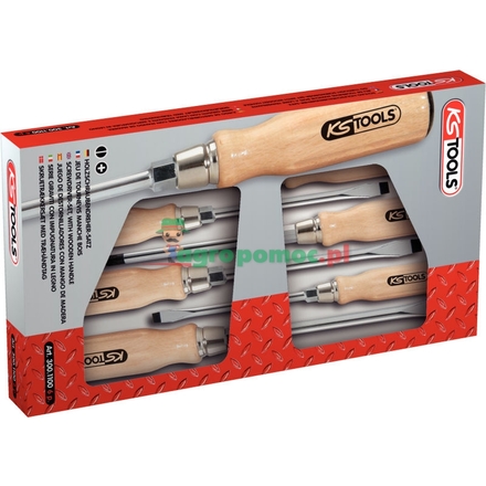 KS Tools ERGO WOOD screwdriver set, 6pcs, PH+slot