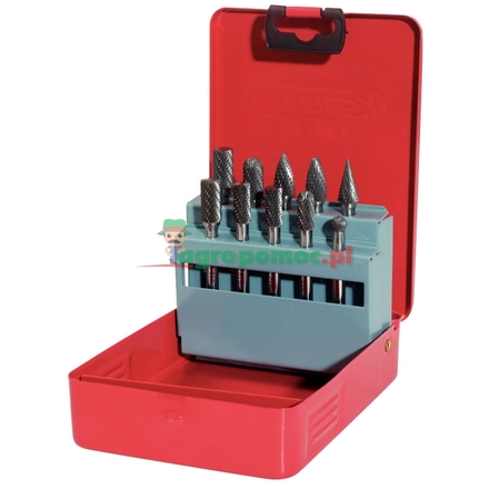 KS Tools HM burr set in plastic box, 10 pcs.