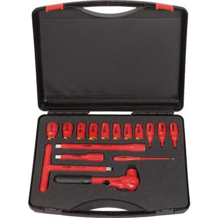 KS Tools Insulated socket wrench set, 16pcs, 1/2"