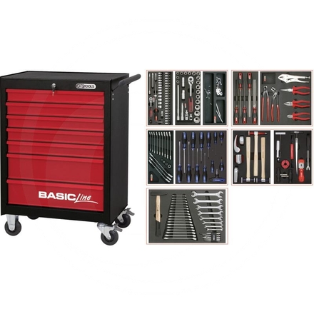 KS Tools Red BASIC kit,156pcs,BODYWORK,7 drawer