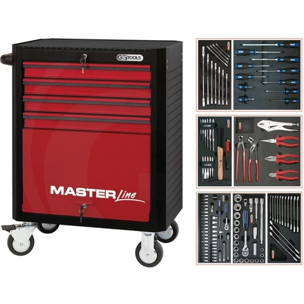 KS Tools Red MASTER kit,125pcs,STARTER,4 drawer