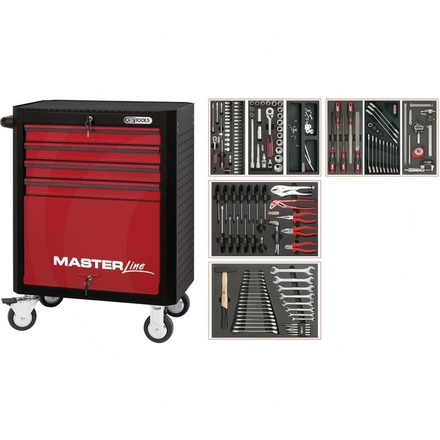 KS Tools Red MASTER kit,157pcs,EXTENDED,4 drawer