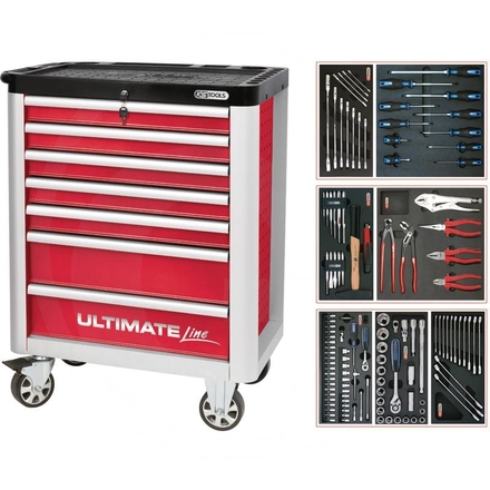 KS Tools Red ULTIMATE kit,125pcs,STARTER,7 drawer