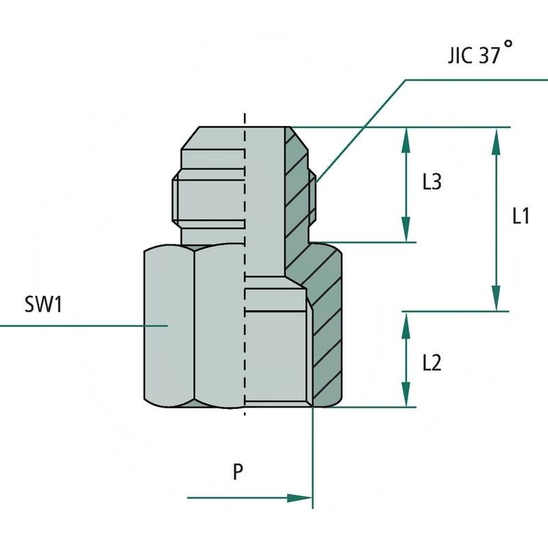 GA 7/16 M-JIC x 1/4 F-NPT | zdjęcie nr 2