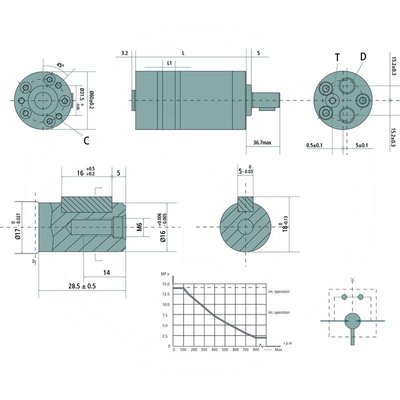 Motor BMM 12cc D=16mm 3/8" End ports | zdjęcie nr 2