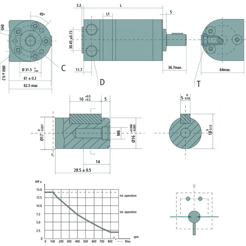 Motor BMM 20cc D=16mm 3/8" side ports | zdjęcie nr 2