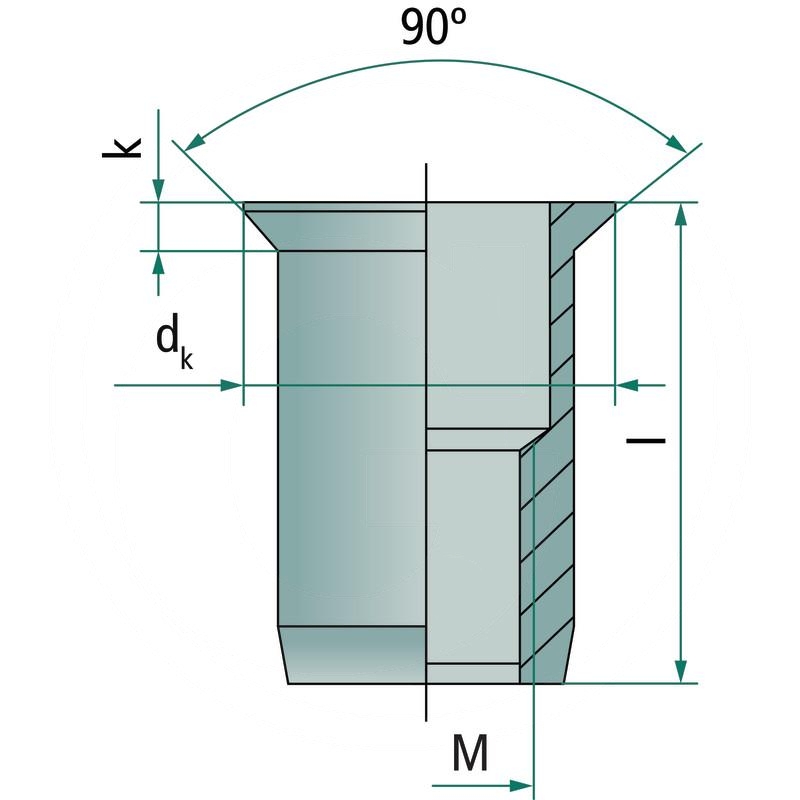 Pack of 500 countersunk multigrade blind rivet nut M6-60 | zdjęcie nr 2