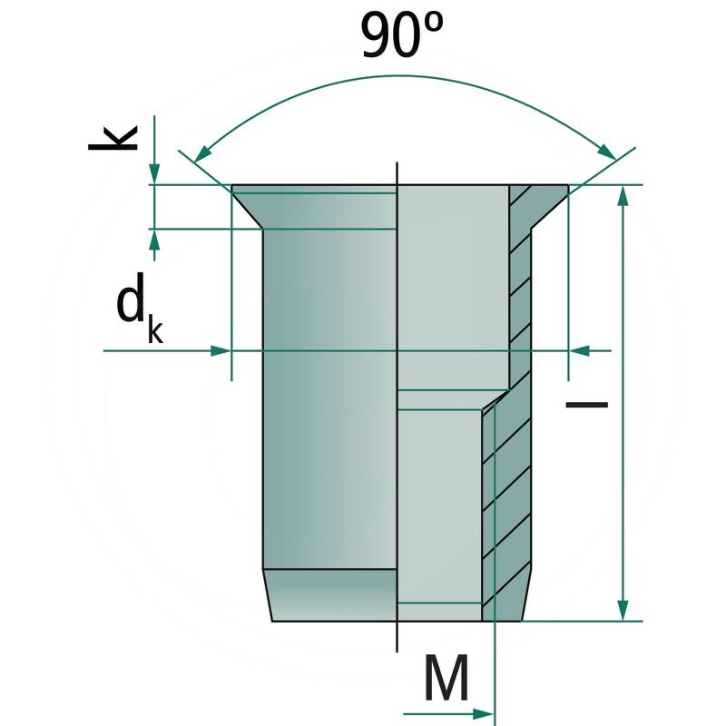 Pack of 500 countersunk multigrade blind rivet nut M8-75 | zdjęcie nr 2