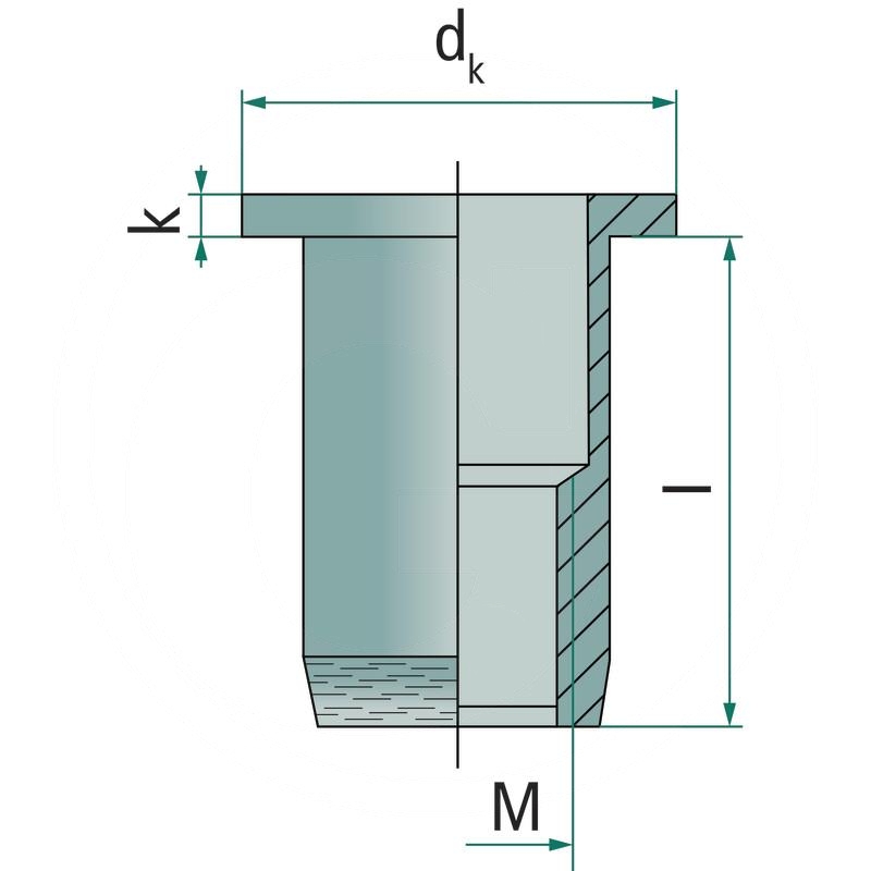Pack of 500 flat head rivet nut M5-60 | zdjęcie nr 2