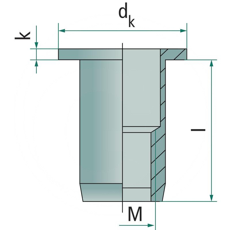 Pack of 500 flathead multigrade blind rivet nut M8-75 | zdjęcie nr 2