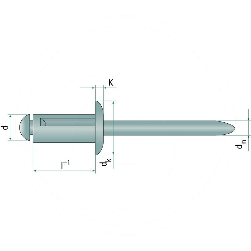 Pack of 500 flathead Press tabs rivet 4x13, 6 | zdjęcie nr 2