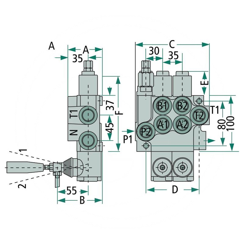 Valve P40 4x DA (A-B closed / spring return) | 04P40-A1A1A1A1-GKZ1 | zdjęcie nr 2