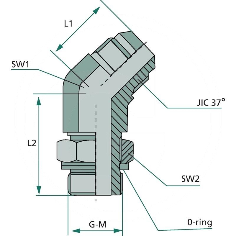 WAE 1.1/16 M-JIC x 3/4 M-BSP 45° | zdjęcie nr 2