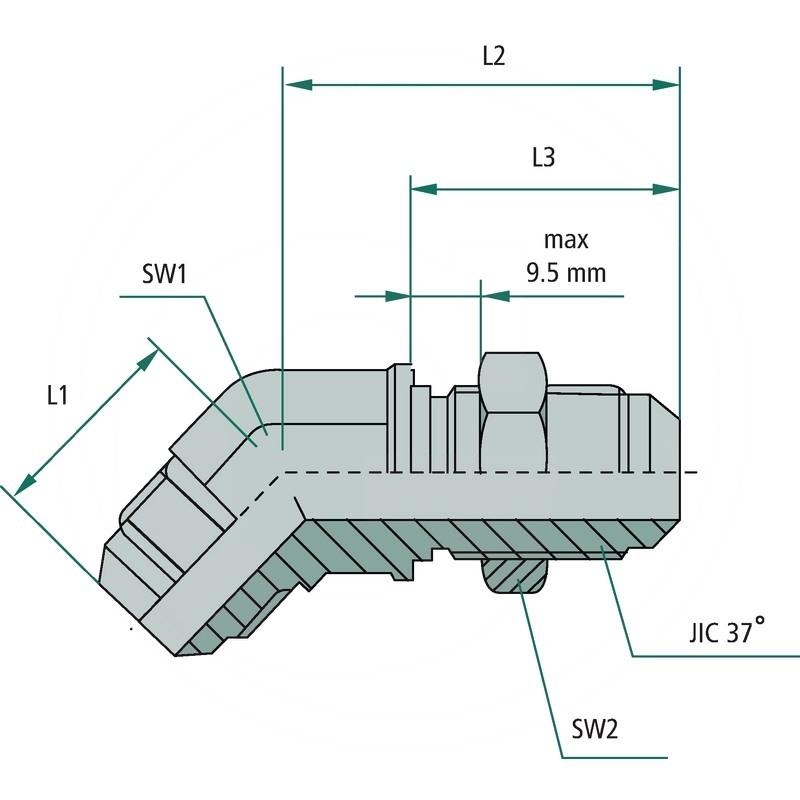 WSA 7/16 M-JIC x 7/16 M-JIC 45° | zdjęcie nr 2