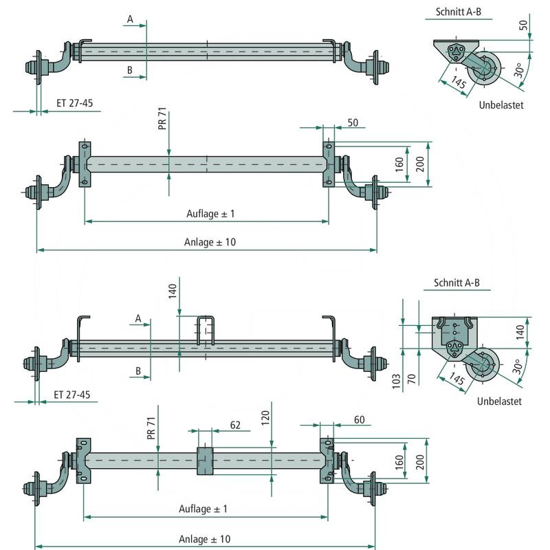 AL-KO Single axle with bracket and axle blocks | zdjęcie nr 2