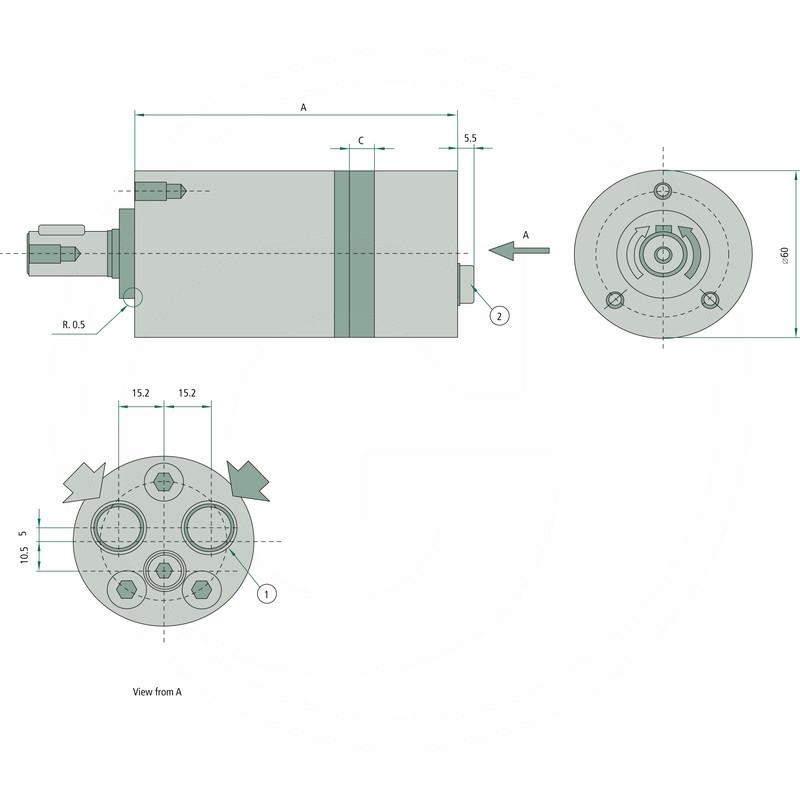 BREVINI Motor BM S-040cc H D=16mm 3/8“ | OMM 040 | zdjęcie nr 2