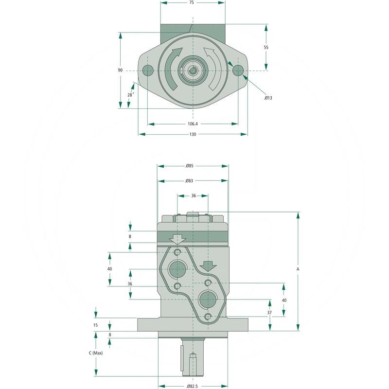 BREVINI Motor BREC 400cc D=25mm G 1/2“ | zdjęcie nr 2