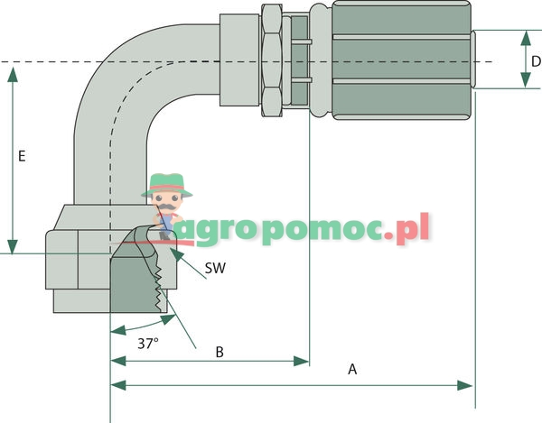 Gates PNE 10 DKJ 9/16" 90° SL=28,7 GATES | 6G6FJX90M | zdjęcie nr 2