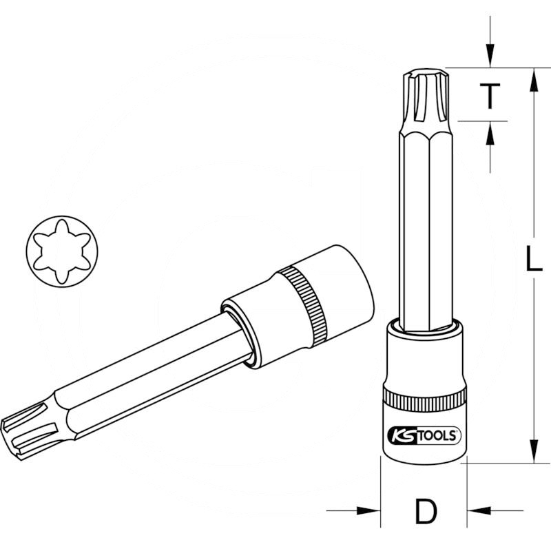 KS Tools 1/2" Bit socket RIBE,L=110mm,M12 | zdjęcie nr 2