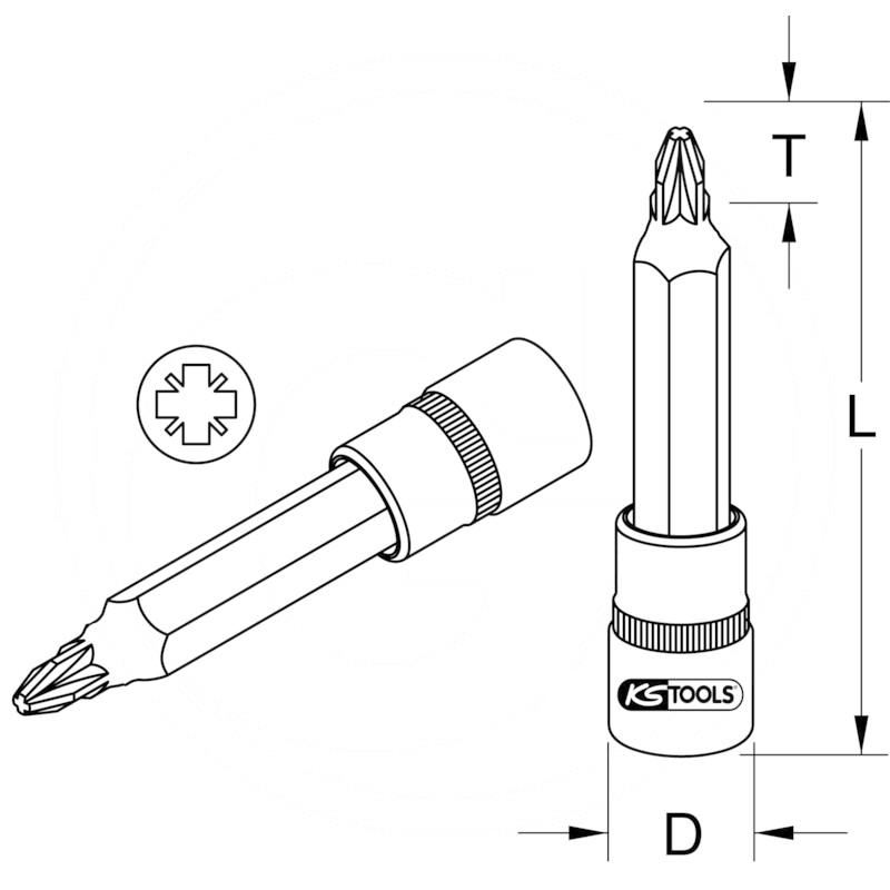 KS Tools 1/2" CHROME+ Bit socket long for PZ 4 | zdjęcie nr 2