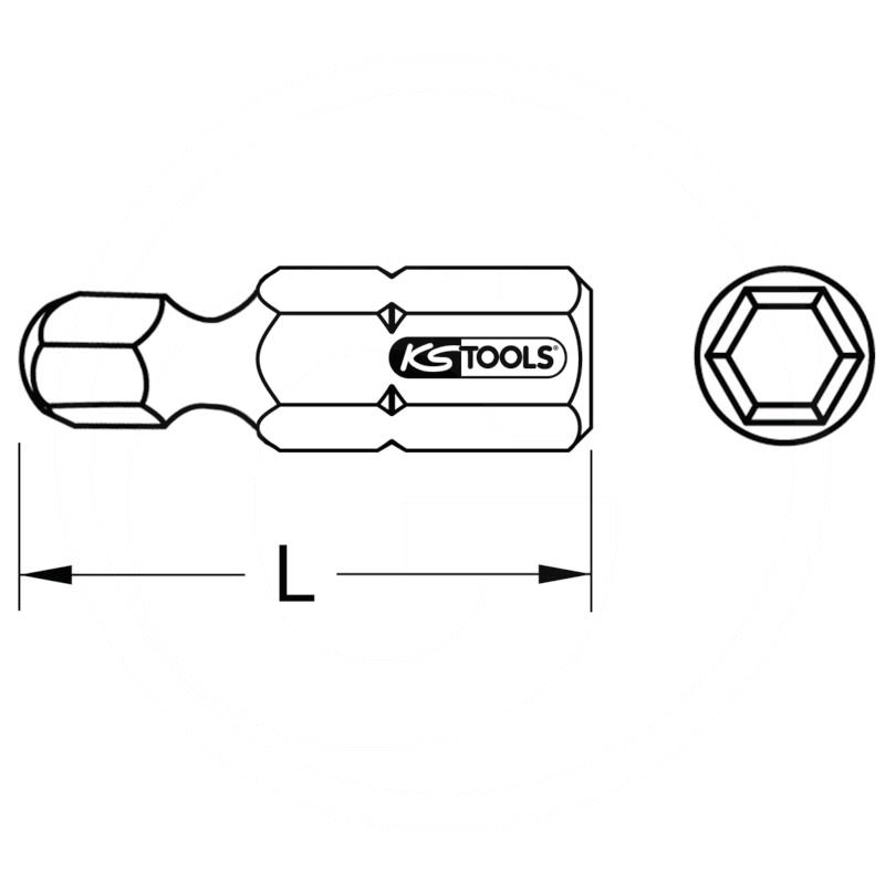 KS Tools 1/4" Bit hex,25mm,with ball end,2,5mm,5pcs | zdjęcie nr 2