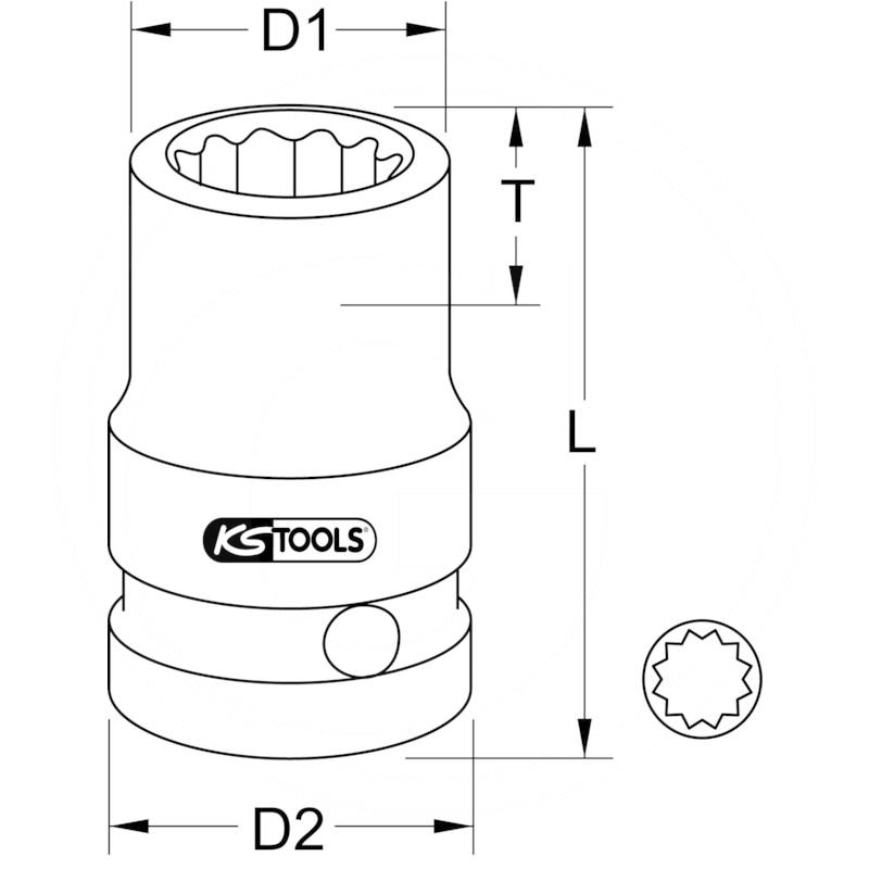 KS Tools 3/8" Bi hex impact socket, 3/4" | zdjęcie nr 2