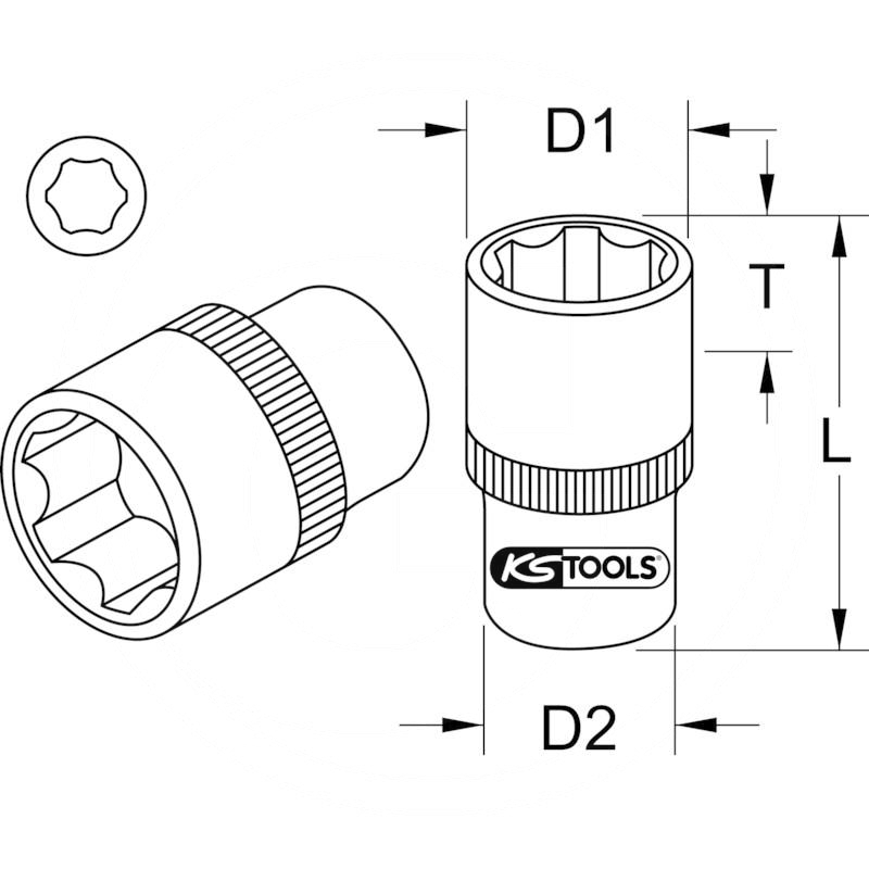 KS Tools 3/8" SUPERLOCK socket, 15mm | zdjęcie nr 2
