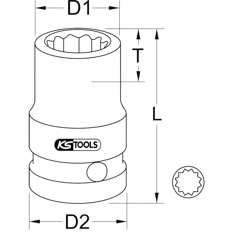 KS Tools Bi hex impact socket, 1/2", 24mm | zdjęcie nr 2
