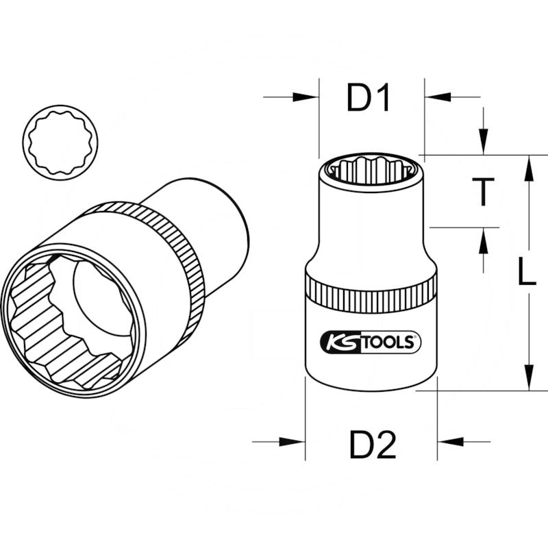KS Tools Bi hex socket, 3/4", 1" | zdjęcie nr 2