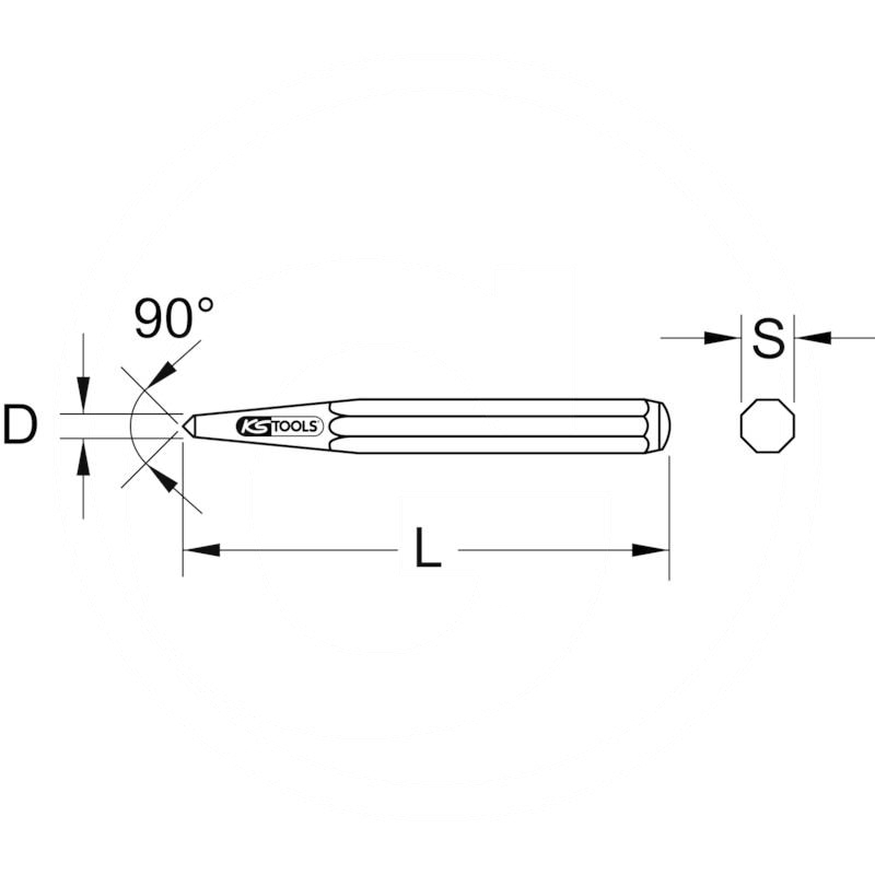 KS Tools Centre punch, round, burnished, 8mm | zdjęcie nr 2