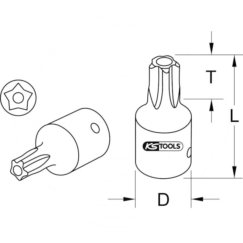 KS Tools CHROME+ 5 star bit socket, 1/4", TS10 | zdjęcie nr 2