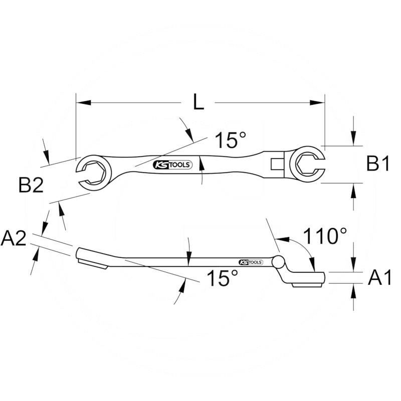 KS Tools CHROME+ flex head flare nut spanner,14mm | zdjęcie nr 2