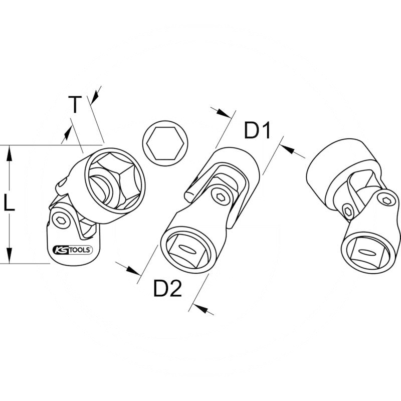 KS Tools CHROME+ flex uni joint socket 3/8", 14mm | zdjęcie nr 2