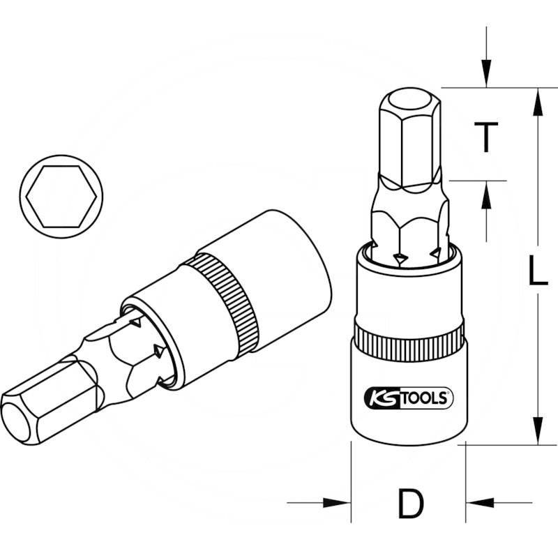 KS Tools CHROME+ hex bit socket, 1/2", 3/16" | zdjęcie nr 2