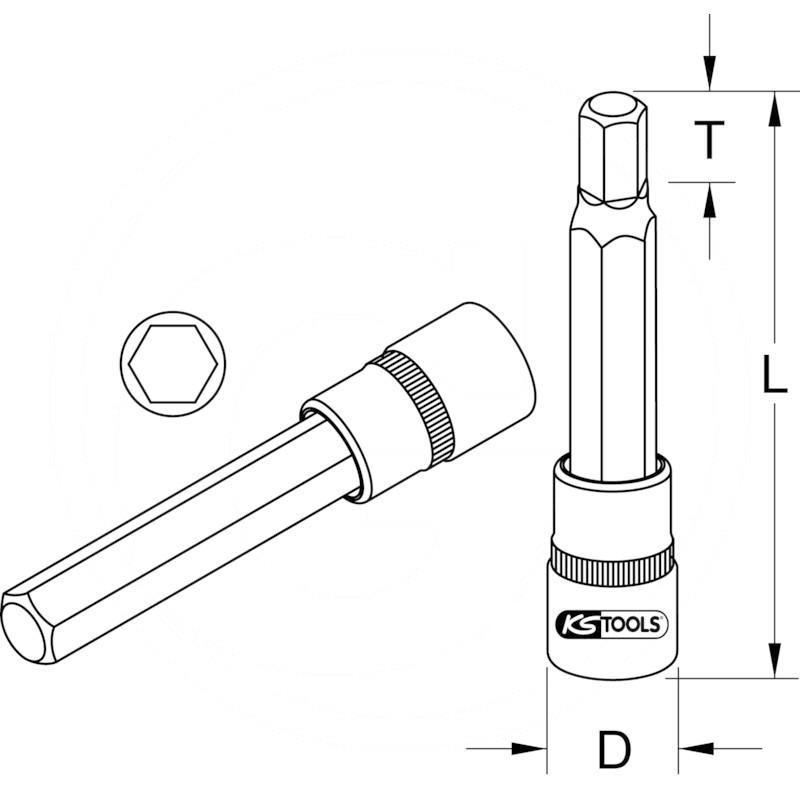 KS Tools CHROME+ hex bit socket, deep, 3/8", 6mm | zdjęcie nr 2