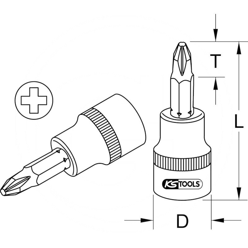 KS Tools CHROME+ PHILLIPS® bit socket, 3/8", PH3 | zdjęcie nr 2