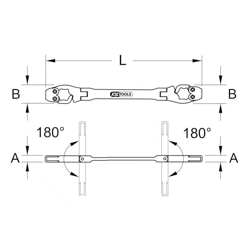 KS Tools CHROME+ ratchet brake line spanner,8x9mm | zdjęcie nr 2
