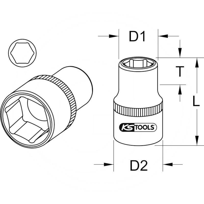 KS Tools CHROME+ socket, 3/8", 9/16" | zdjęcie nr 2