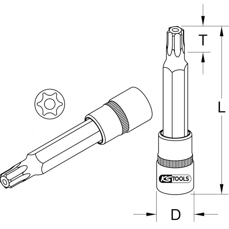 KS Tools CHROME+ TX bit socket, 1/2", 110mm,TB55 | zdjęcie nr 2