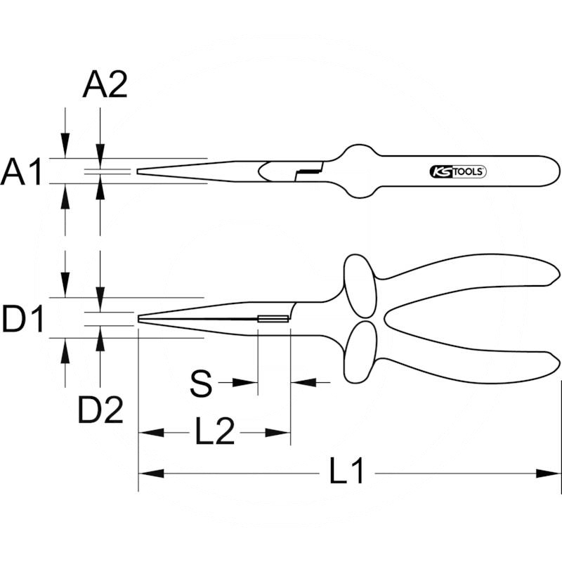 KS Tools CLASSIC 1000V long nose plier, 160mm | zdjęcie nr 2
