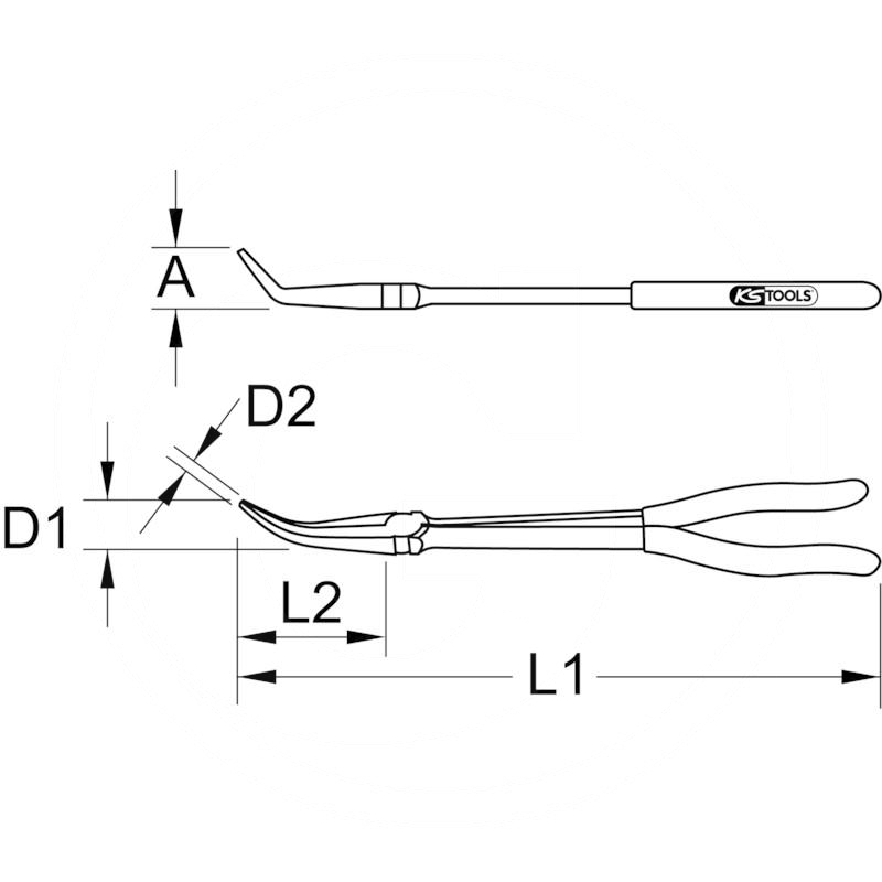 KS Tools CLASSIC bent nose plier serrated, XL,45° | zdjęcie nr 2