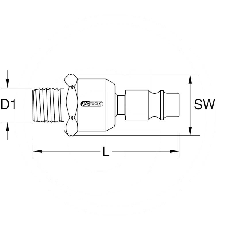 KS Tools Compression fitting nipple, 1/4", 56mm | zdjęcie nr 2