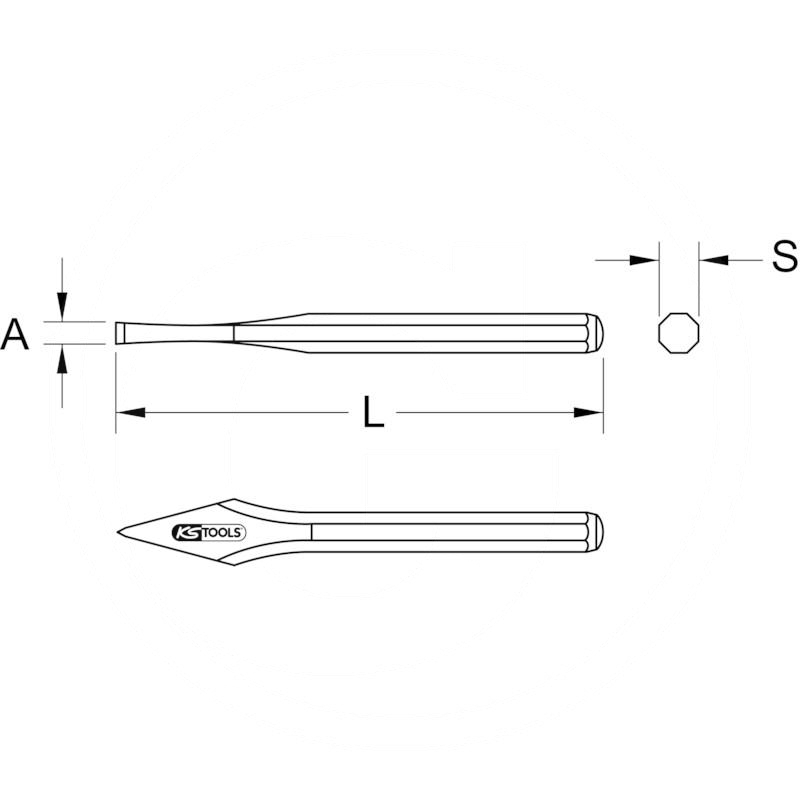 KS Tools Cross chisel, 8 point, 4x125mm | zdjęcie nr 2