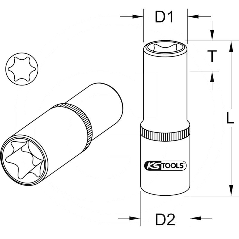 KS Tools deep socket TX E, 1/2", E22 | zdjęcie nr 2