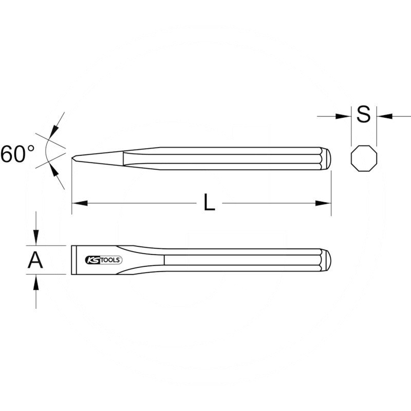 KS Tools Electrician's chisel, 8 point, 14x200mm | zdjęcie nr 2